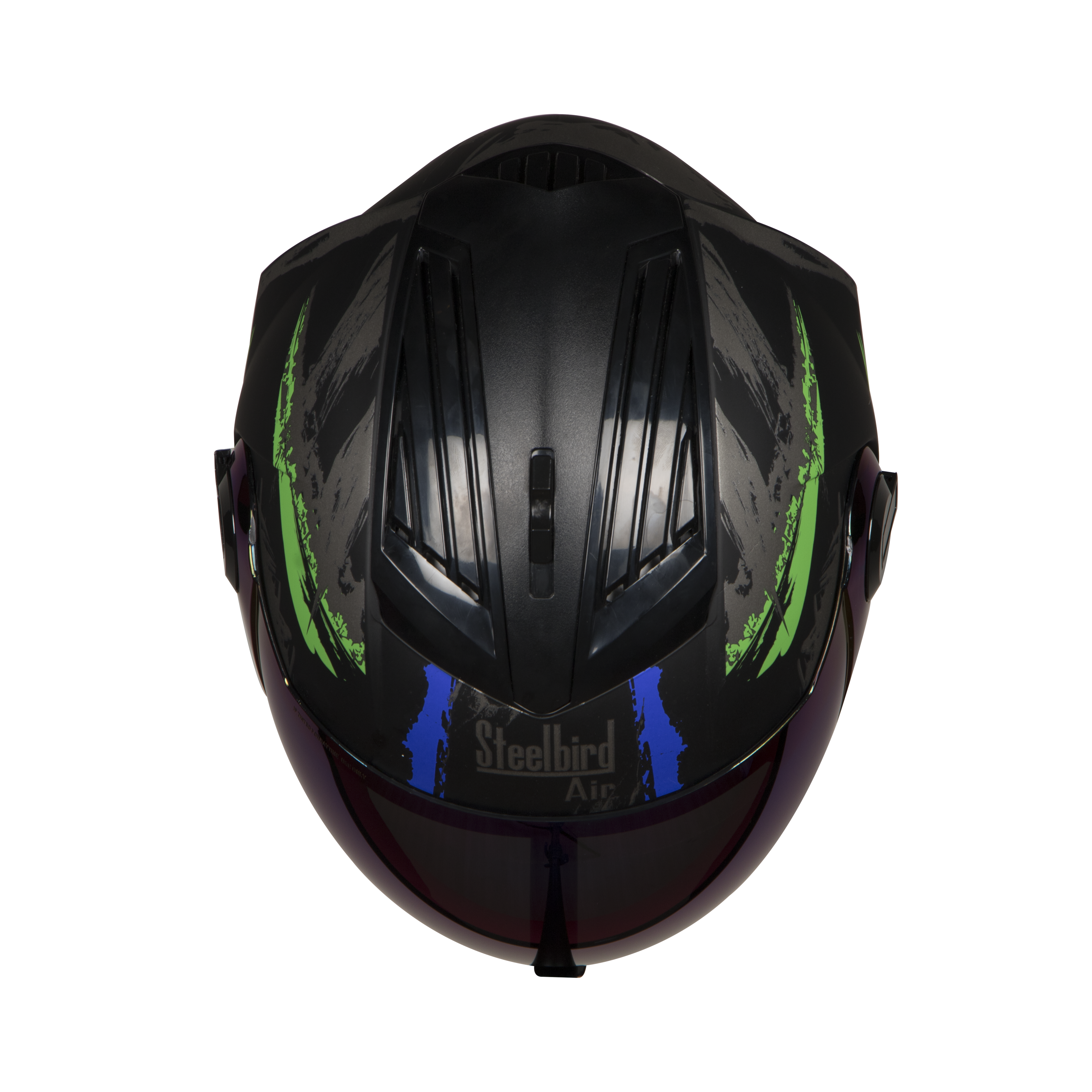 SBA-3 Canvas Glossy Black With Green ( Fitted With Clear Visor  Extra Rainbow Chrome Visor Free)